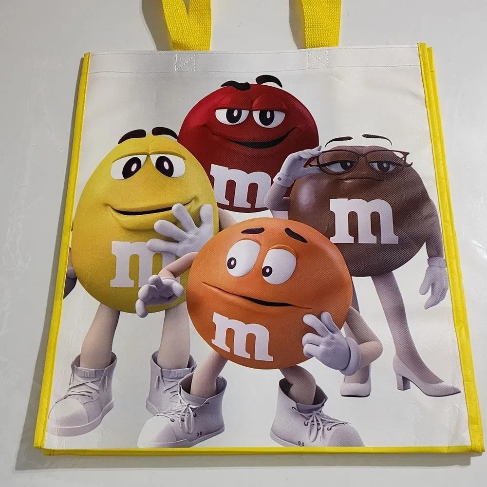 M&M's World 2024 Recyclable Thick Colorful Character Yellow Tote Bag